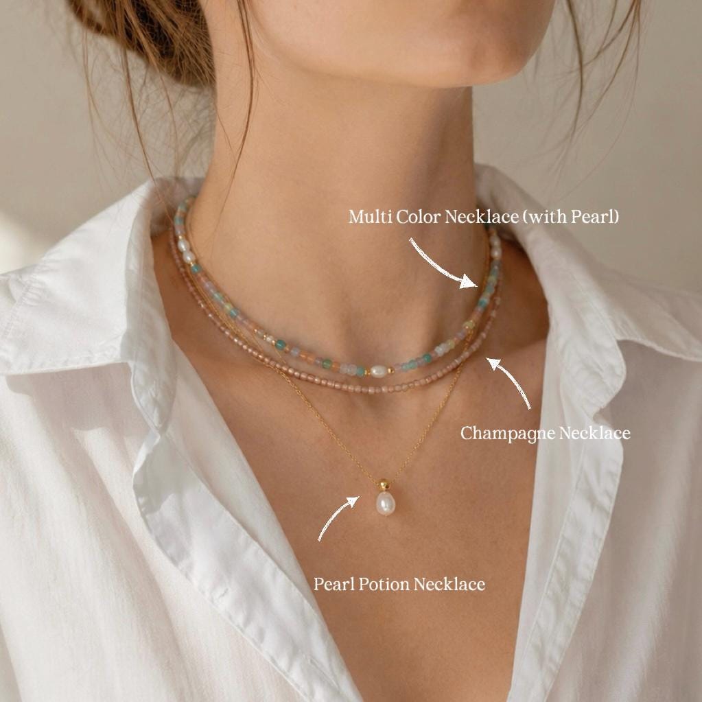 Genuine Gemstone Beaded Necklace, Cube beads freshwater pearl choker, 18k gold beaded necklace, Crystal Beads, Cats Eye Beads