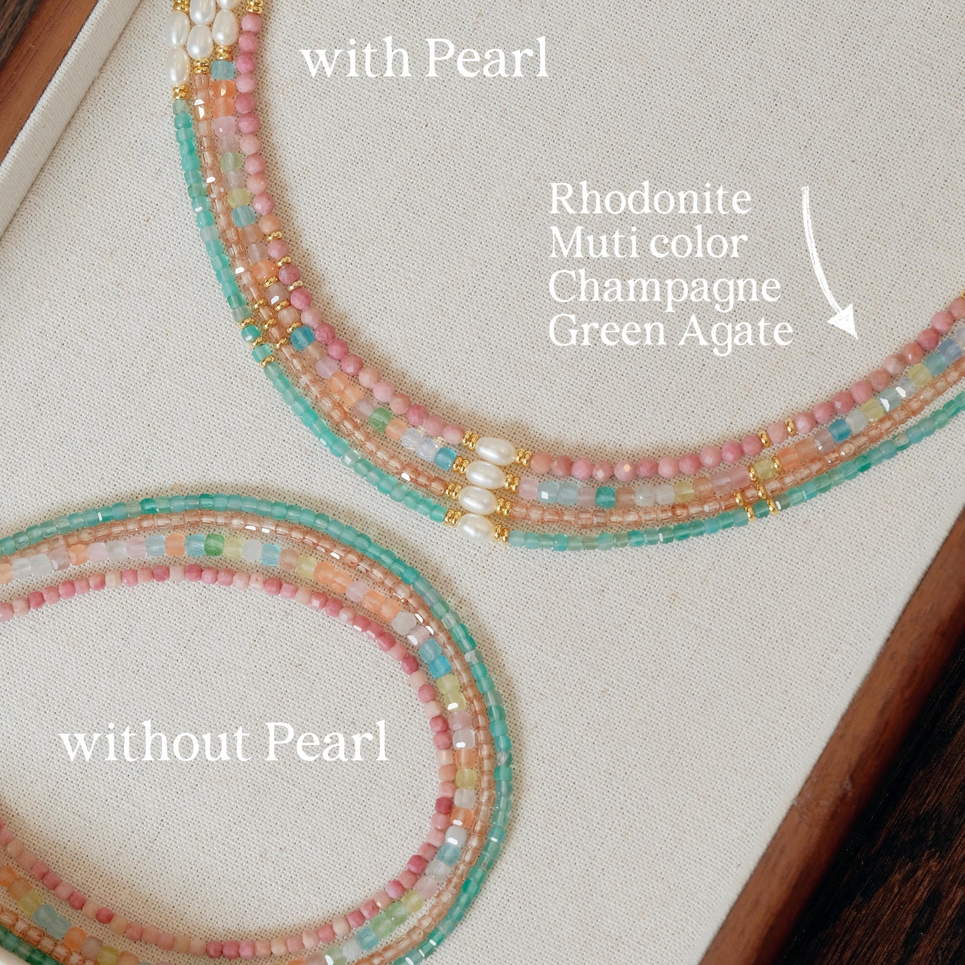 Genuine Gemstone Beaded Necklace, Cube beads freshwater pearl choker, 18k gold beaded necklace, Crystal Beads, Cats Eye Beads