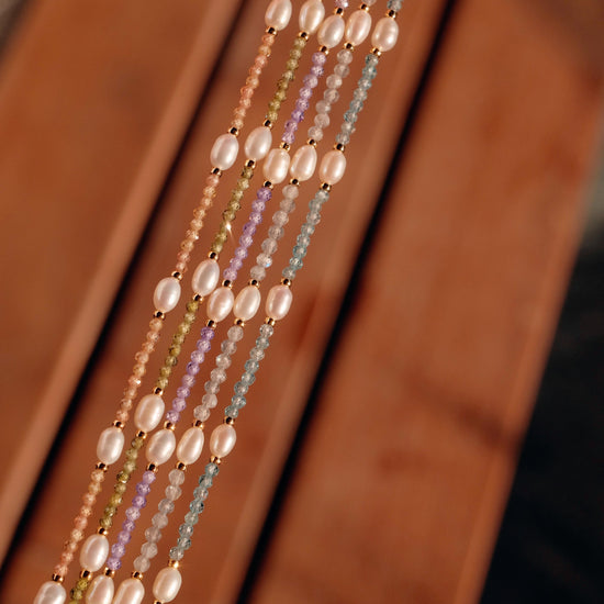 Genuine Gemstone Beaded Necklace, Beads freshwater pearl choker, 18k gold beaded necklace, Crystal Beads, Cats Eye Beads, Gift for her