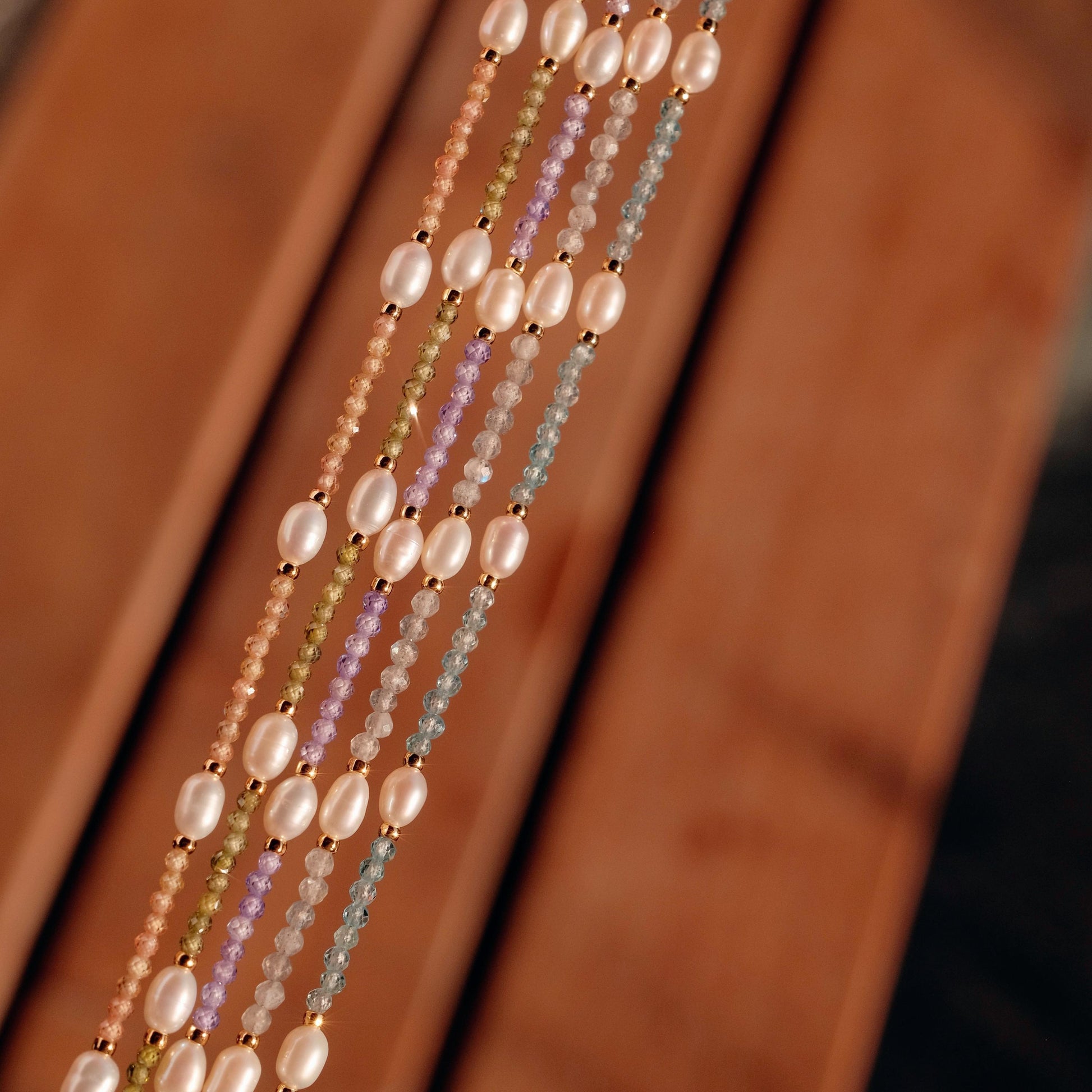 Genuine Gemstone Beaded Necklace, Beads freshwater pearl choker, 18k gold beaded necklace, Crystal Beads, Cats Eye Beads, Gift for her