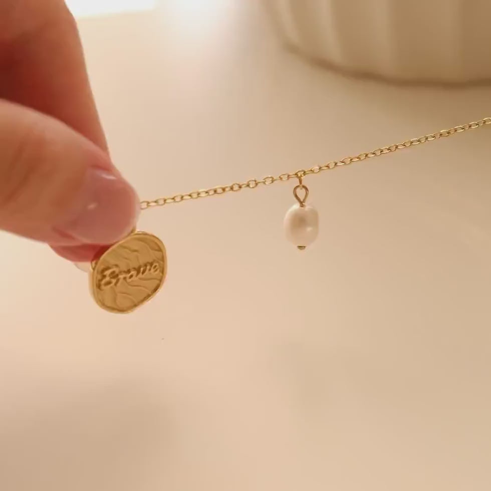 18K Gold Brave Strength Necklace, Waterproof Warrior Strength Necklace, Inspirational Gift for Her, Encouragement Gift, Empow