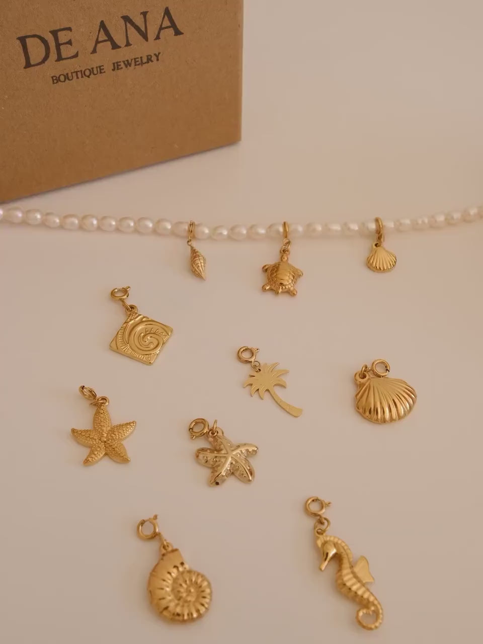 OCEAN COLLECTION, 18k gold filled detachable sea shell charms, summer beach charms, waterproof gold jewelry charms, bracelet 