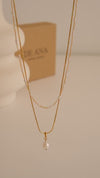 Gold Layered Pearl Necklace, Snake Chain Double Layer Necklace, Dainty Freshwater Pearl Necklace, Multiple Pearl Necklace, Gi
