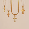 Gold Filled Cross Necklace, Gold Religious Cross Charm, Waterproof Unisex Women Men Necklace, Pray Christian Faith Pendant Ev