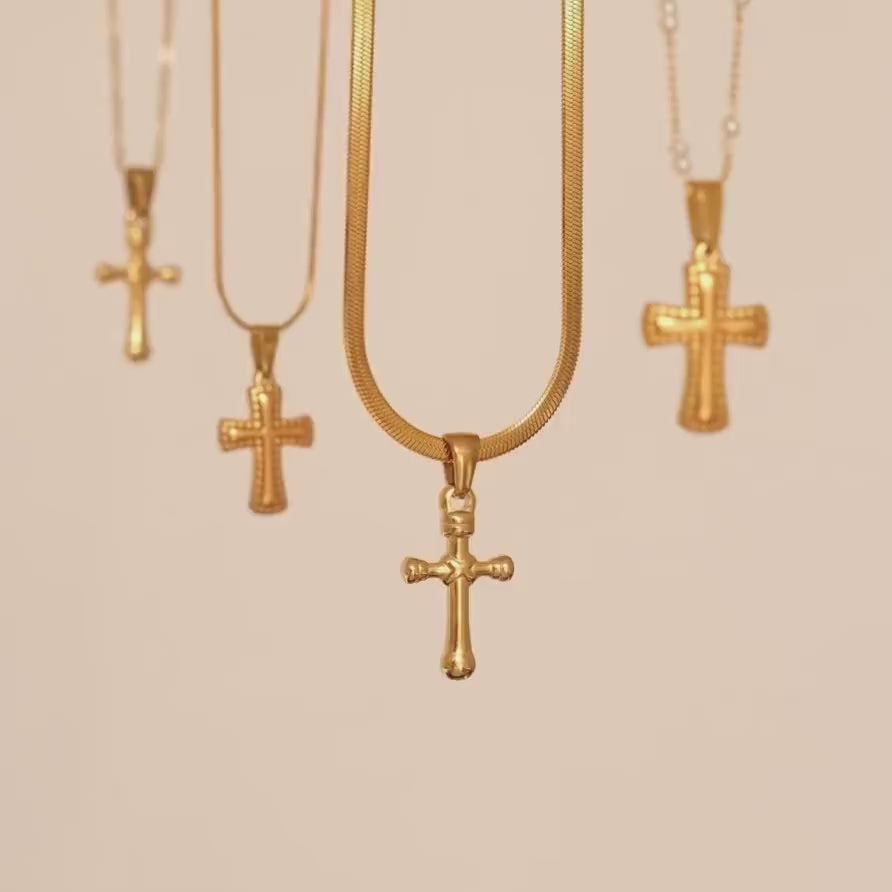 Gold Filled Cross Necklace, Gold Religious Cross Charm, Waterproof Unisex Women Men Necklace, Pray Christian Faith Pendant Ev