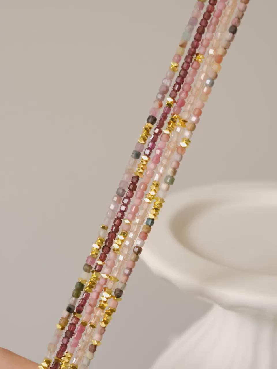 Genuine Gemstone Beaded Necklace, Cube beads choker, 18k gold beaded necklace, Crystal Beads, Gold-Filled Necklace, Cats Eye 