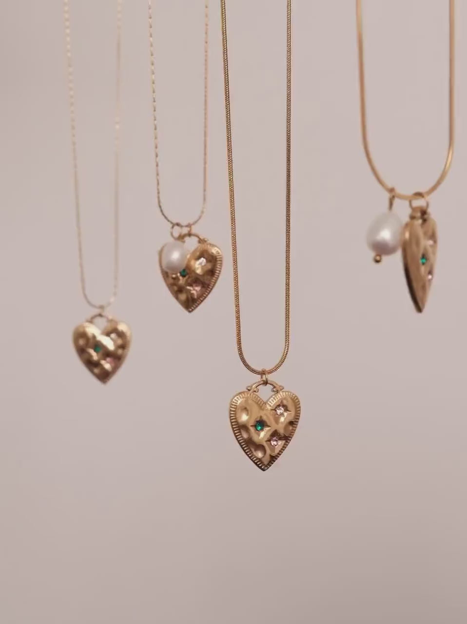 Gold heart pendant necklace, 18K gold filled heart necklace, Waterproof tarnish free necklace, Diamond heart pearl necklace, 