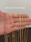 18K Gold Chain Necklace, Waterproof Cable Chain, Paperclip Chain, Herringbone Chain, Snake Chain, Figaro, Curb Chain, Rice Be