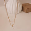Dainty Gold Layered Pearl Necklace, Natural Freshwater Pearl Double Layer Necklace, Waterproof Wedding Layered Necklace, Gift