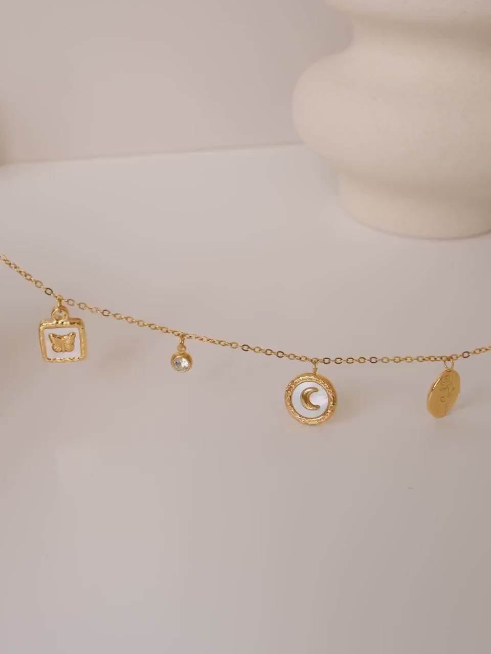 Custom DIY gold charm necklace, waterproof dainty pendants necklace, 18k gold charm necklace, build your own necklace, gift f