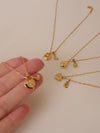 Gold filled square teardrop heart necklace, 18k gold cz star necklace, Gold initial necklace, Waterproof tarnish free gold pe