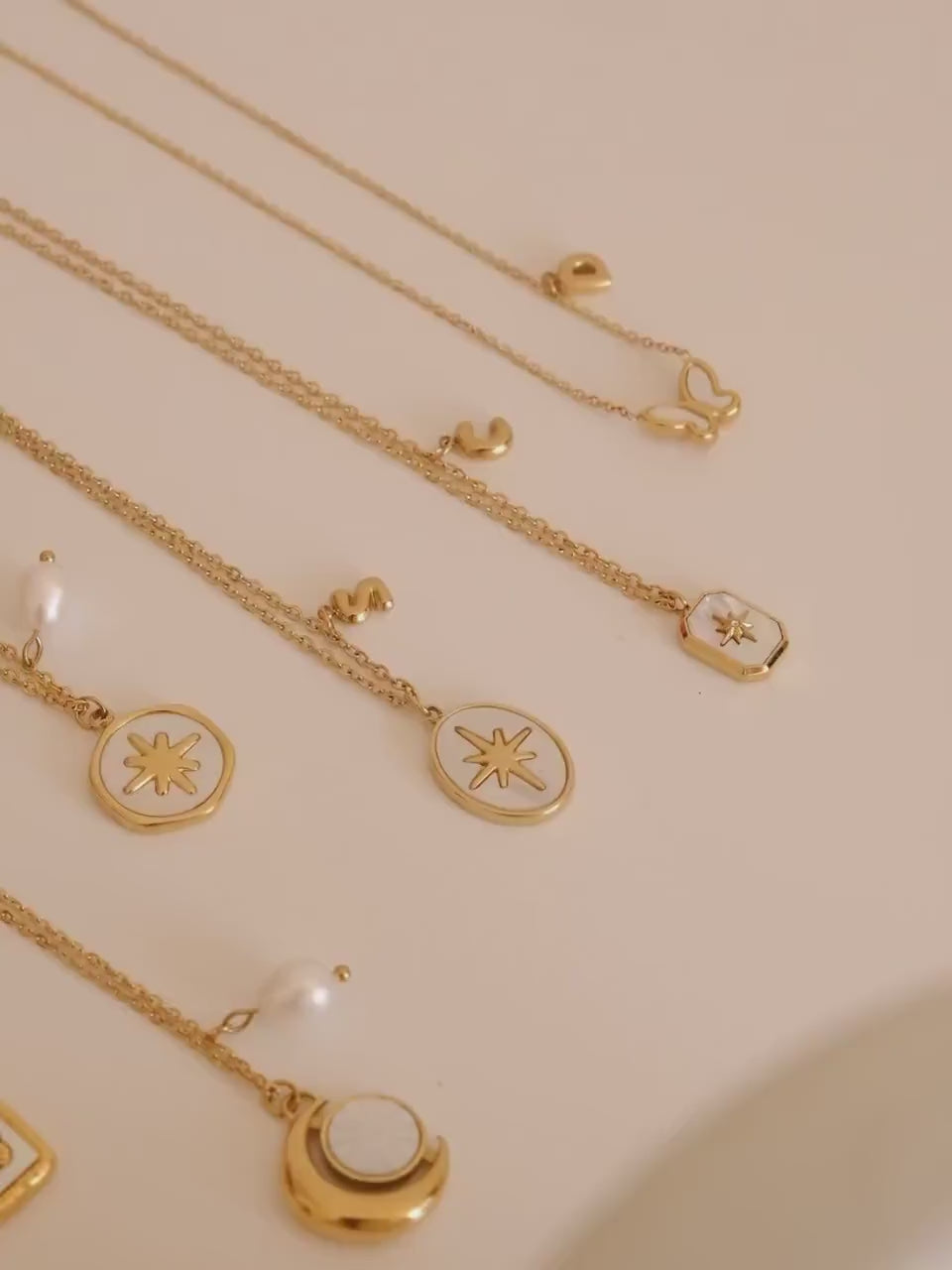 18K gold mother of pearl star pendant necklaces, Initial necklace, Pearl necklace, Waterproof tarnish free necklace, Gold jew